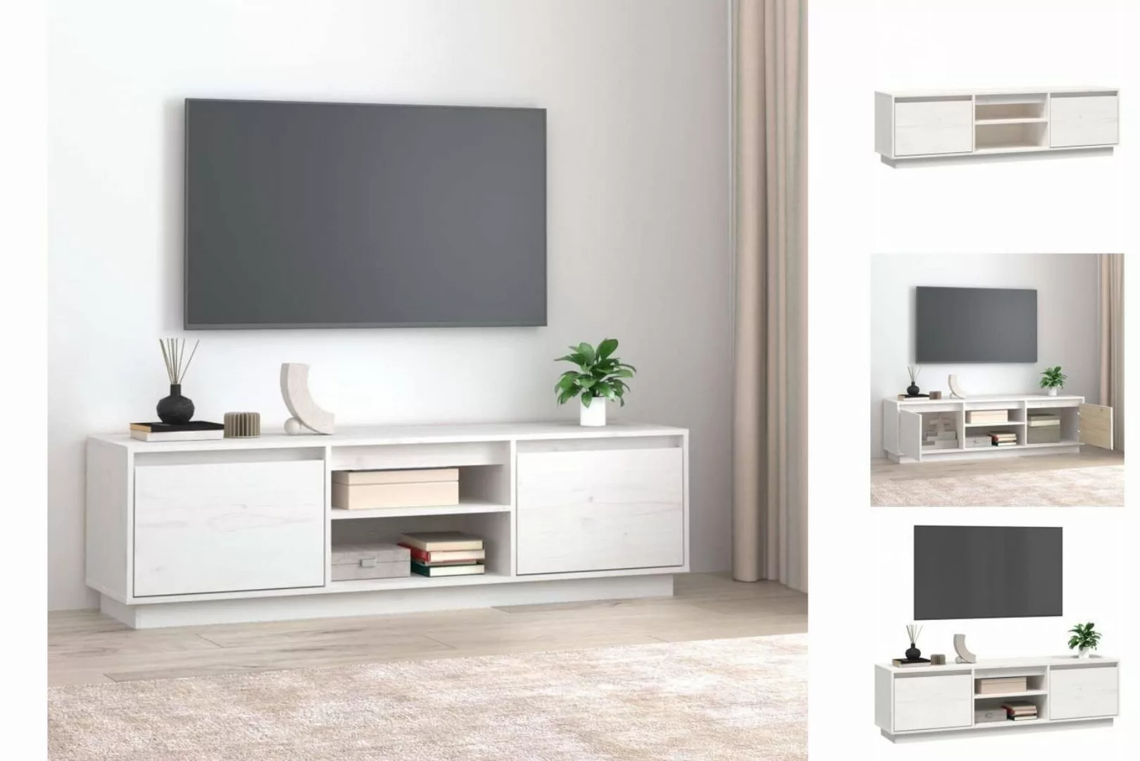 vidaXL TV-Schrank TV-Schrank Weiß 140x35x40 cm Massivholz Kiefer günstig online kaufen