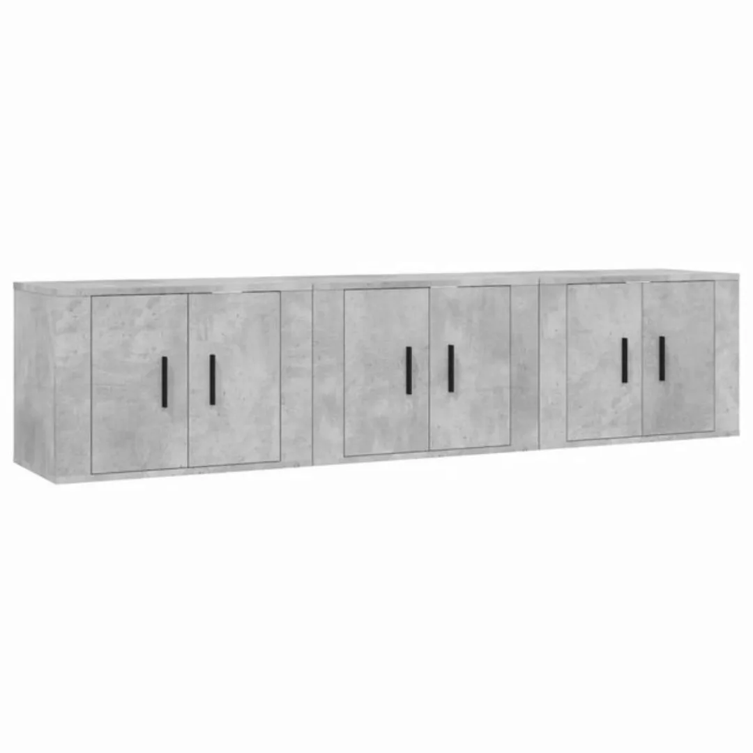 furnicato TV-Schrank TV-Wandschränke 3 Stk. Betongrau 57x34,5x40 cm günstig online kaufen