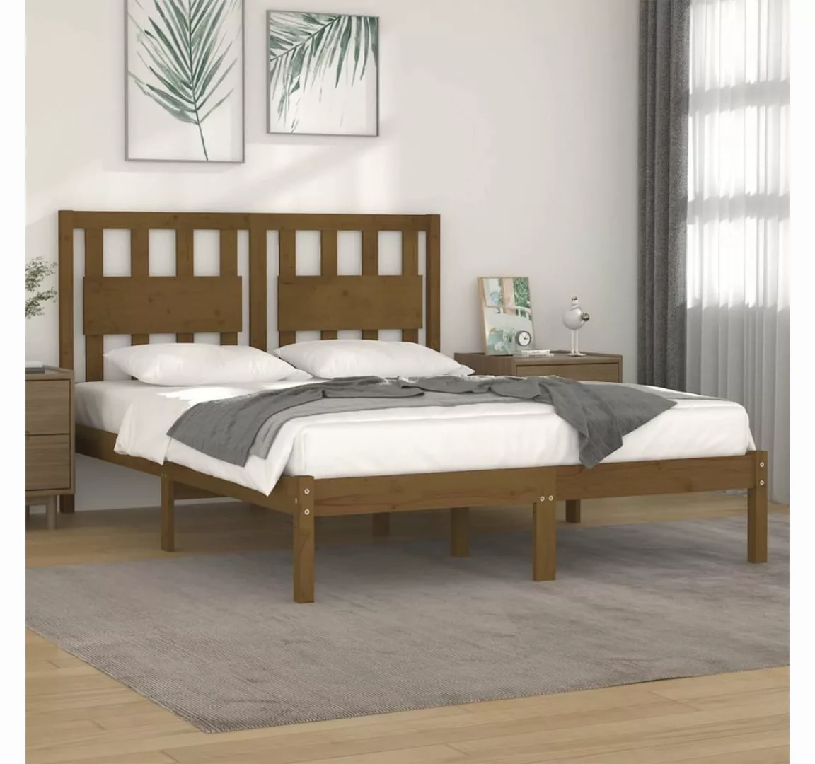 vidaXL Bettgestell Massivholzbett Honigbraun Kiefer 200x200 cm Bett Bettges günstig online kaufen