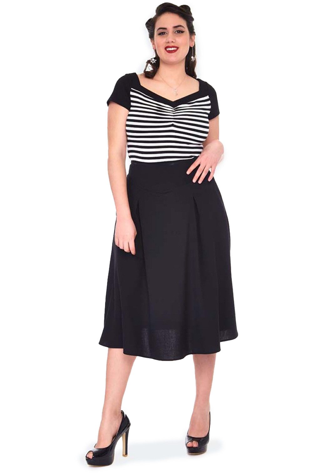 Voodoo Vixen A-Linien-Rock Retro Flare Schwarz günstig online kaufen