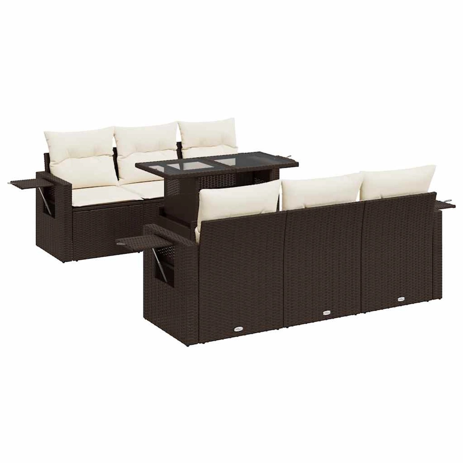 vidaXL 7-Tlg Garten-Sofagarnitur mit Kissen Braun Poly Rattan 3326424 günstig online kaufen