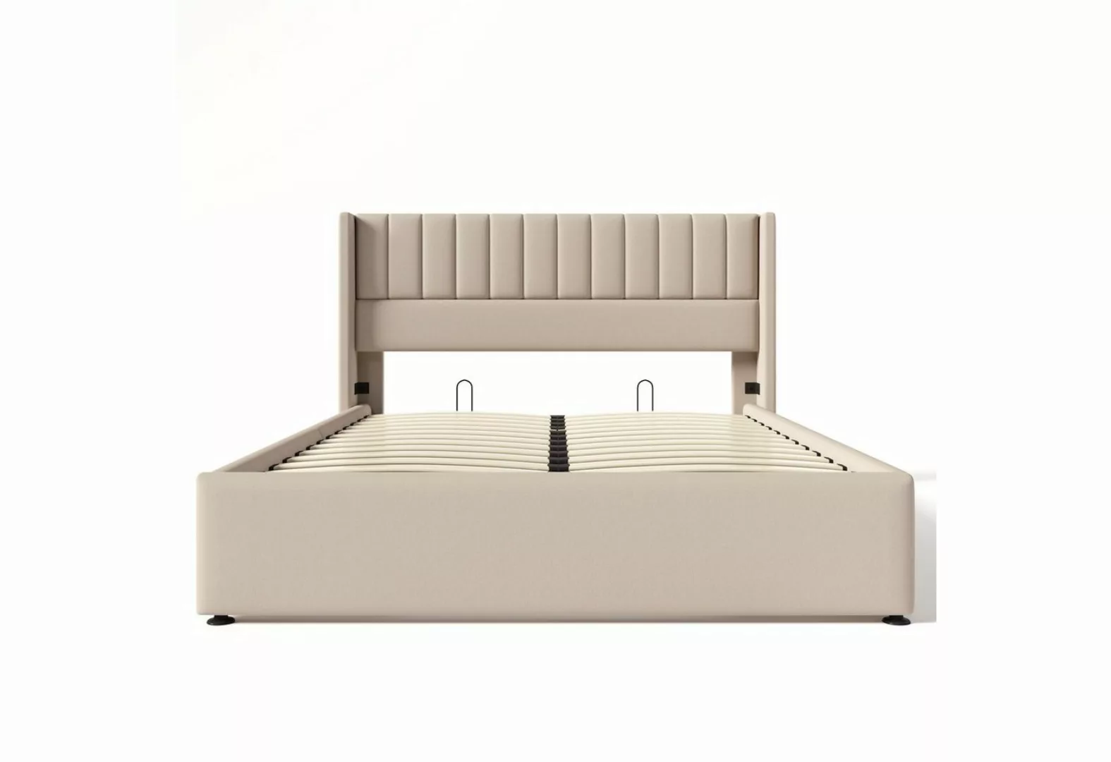 Gotagee Polsterbett Doppelbett mit Stauraum+Lattenrost Leinen Beige/Grau fl günstig online kaufen