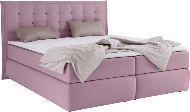 INOSIGN Boxspringbett "Sagres", Kopfteil mit 2farbiger Flatterbiese und zwe günstig online kaufen