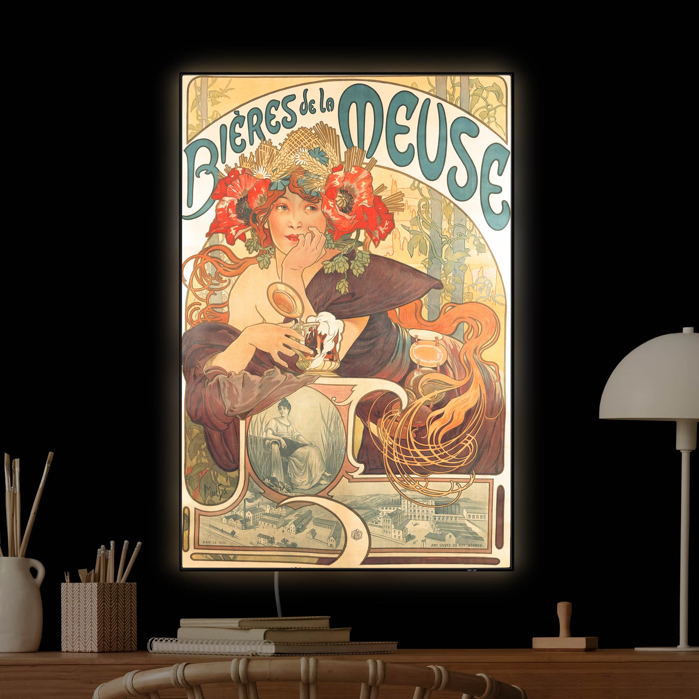 LED-Wechselbild Alfons Mucha - Plakat für La Meuse Bier günstig online kaufen