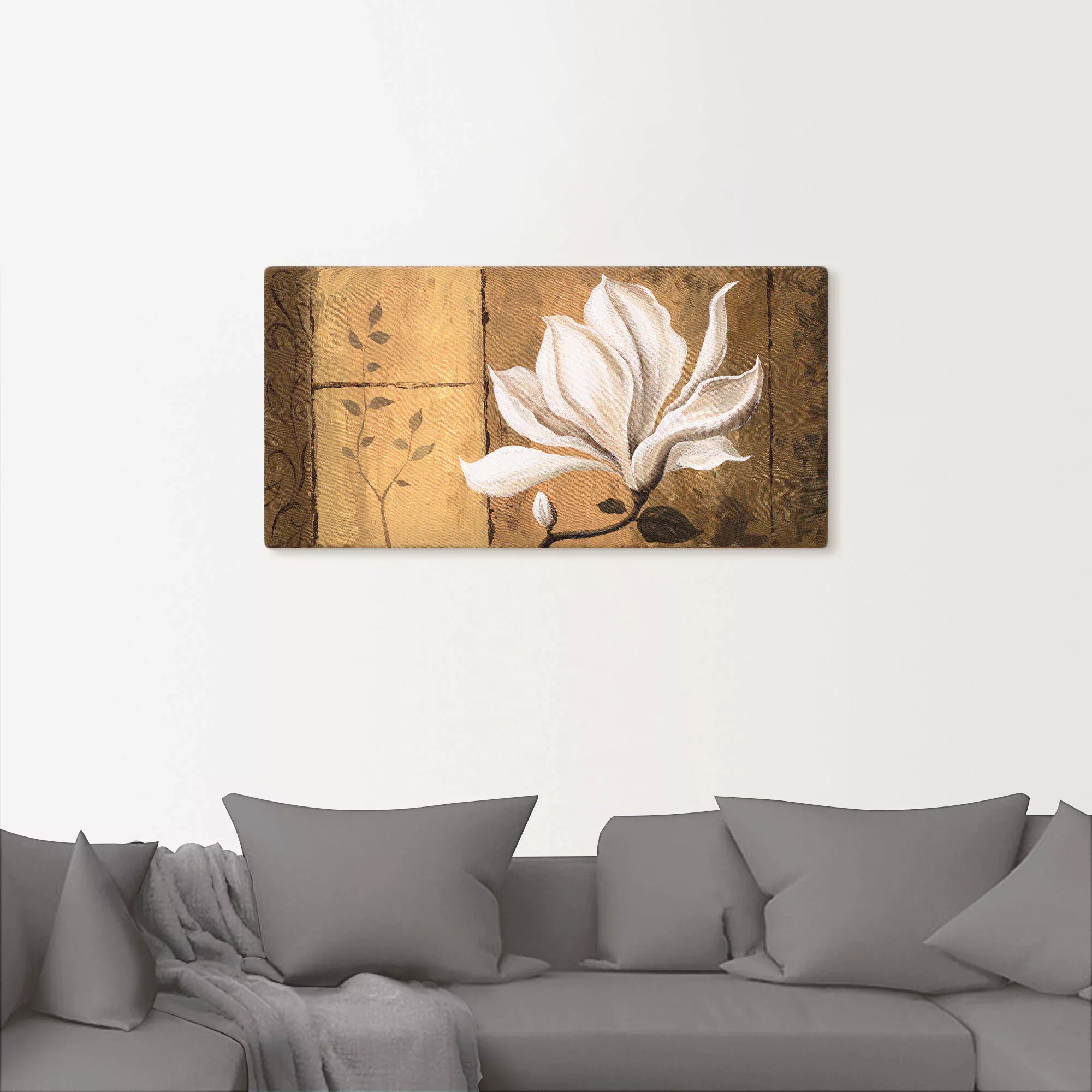 Artland Wandbild »Magnolie an Gold-Braun«, Blumen, (1 St.), als Leinwandbil günstig online kaufen