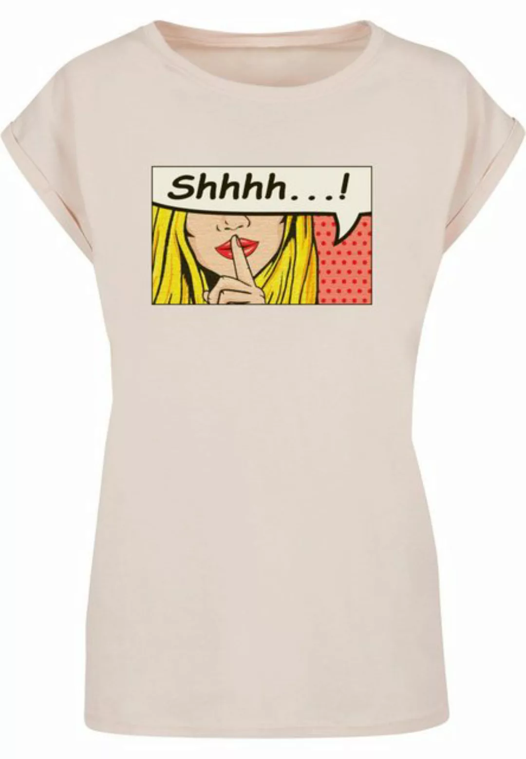Merchcode T-Shirt Merchcode Damen Ladies Silent Sign Comic Extended Shoulde günstig online kaufen