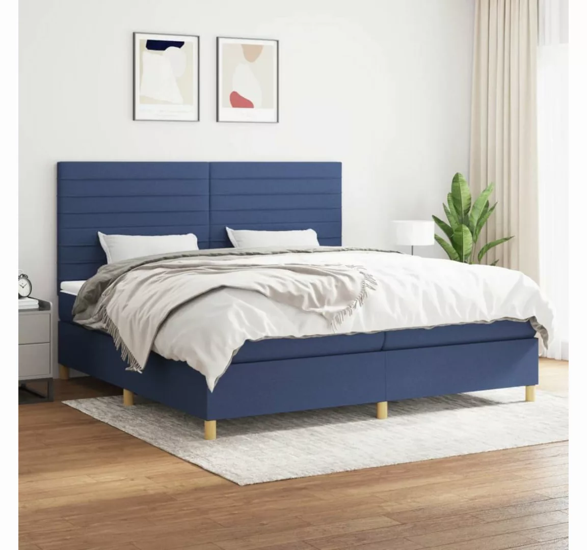 vidaXL Boxspringbett Boxspringbett mit Matratze Blau 200x200 cm Stoff Bett günstig online kaufen