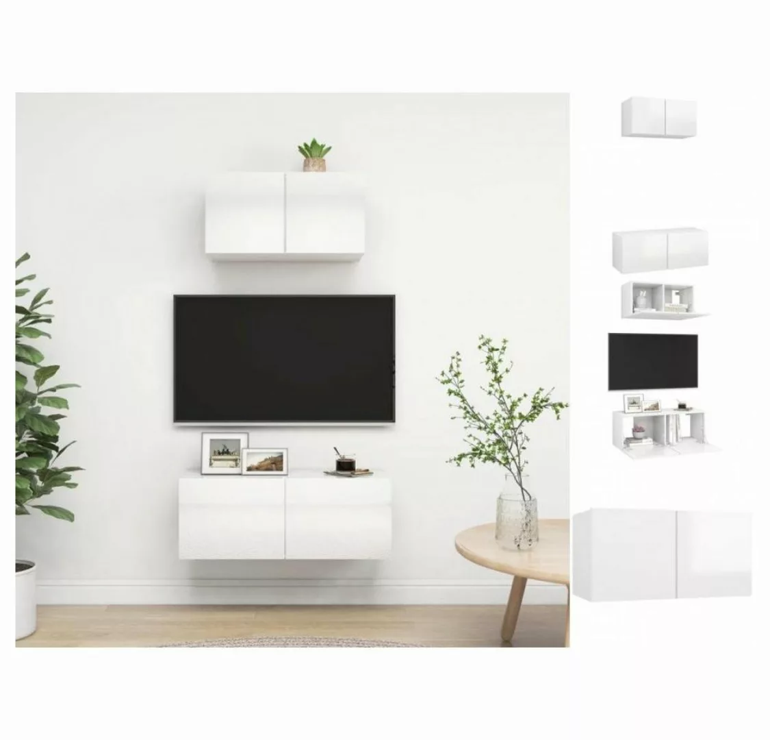 vidaXL TV-Schrank 2-tlg TV-Schrank-Set Hochglanz-Weiß Spanplatte günstig online kaufen