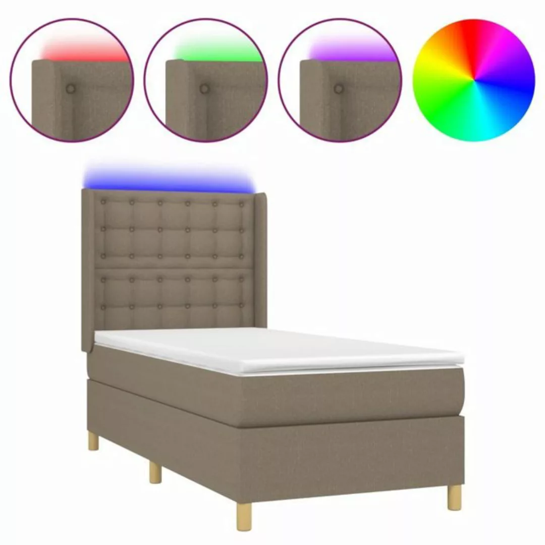 vidaXL Boxspringbett Boxspringbett mit Matratze LED Taupe 90x200 cm Stoff B günstig online kaufen