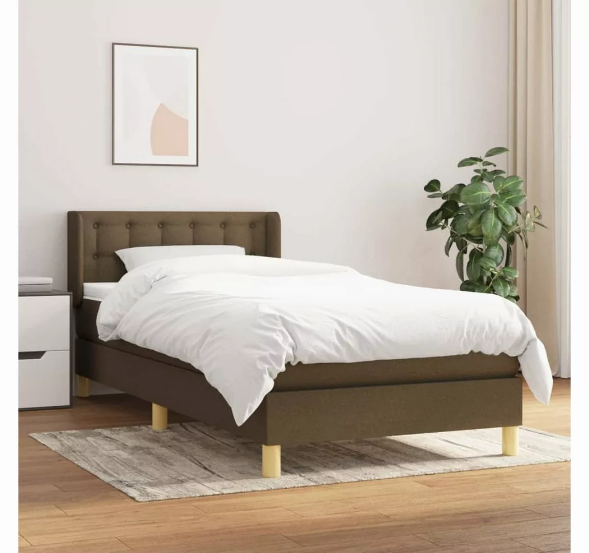 furnicato Bett Boxspringbett mit Matratze Dunkelbraun 90x200 cm Stoff günstig online kaufen