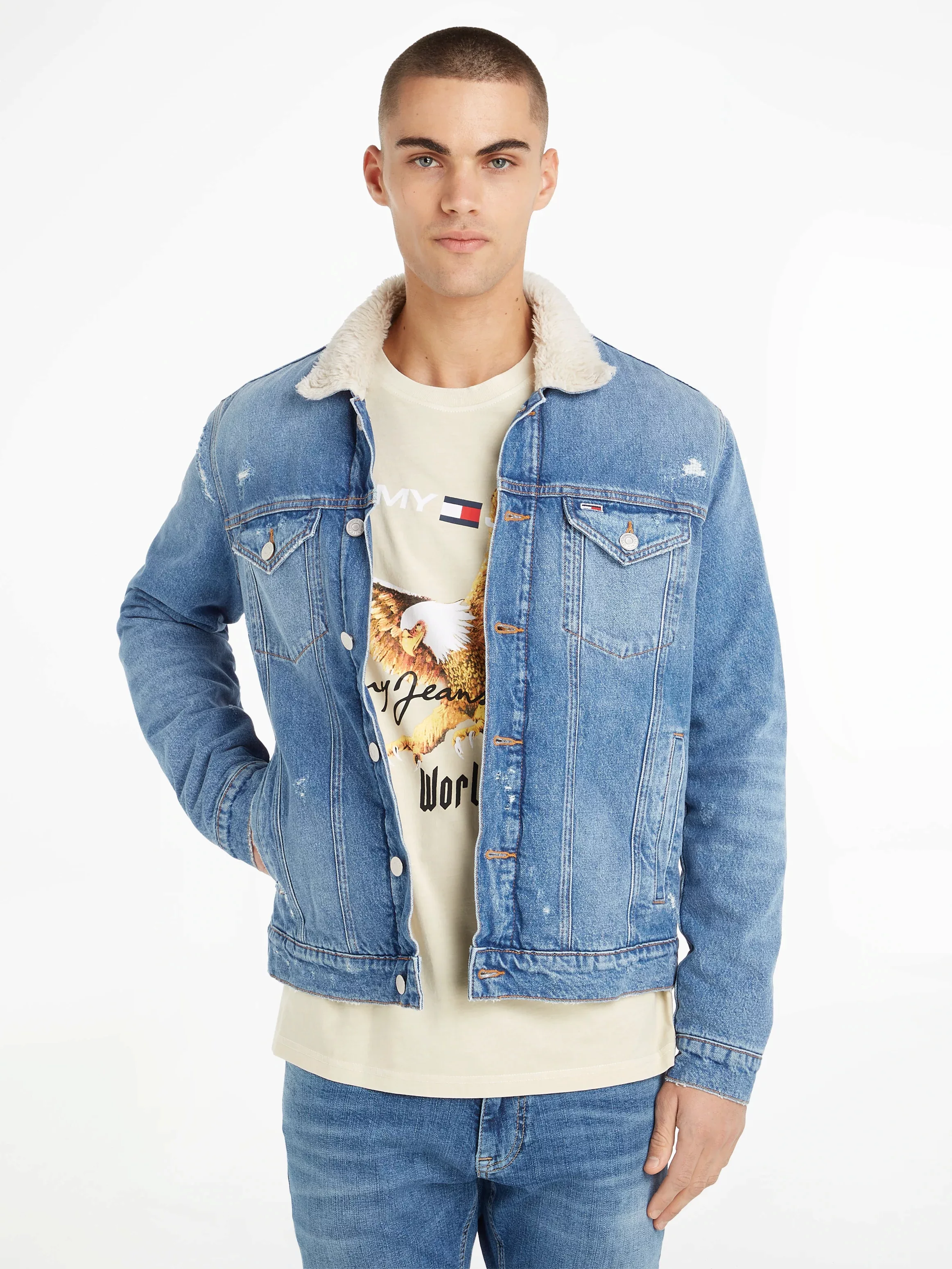 Tommy Jeans Jeansweste TEDDY TRUCKER JACKET DG2038 günstig online kaufen