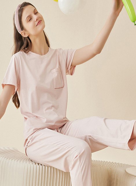 ZWY Spitzenkleid Frühlings- und Sommer-Kurzarmpullover-Pyjama-Set für Paare günstig online kaufen