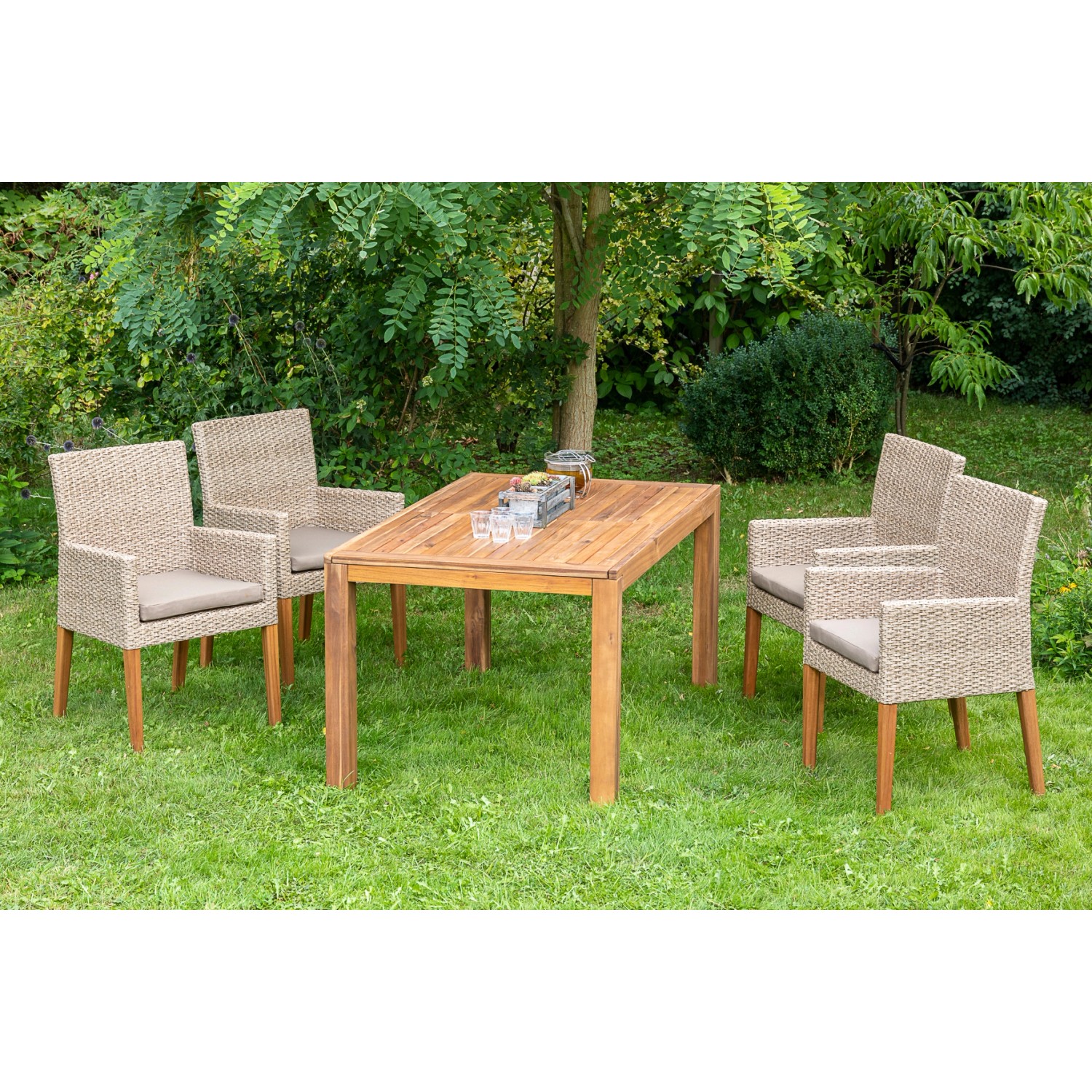 Merxx Ranzano Set 5-tlg. 4 Sessel Gartentisch Ausziehbar 150 (200) x 90 cm günstig online kaufen