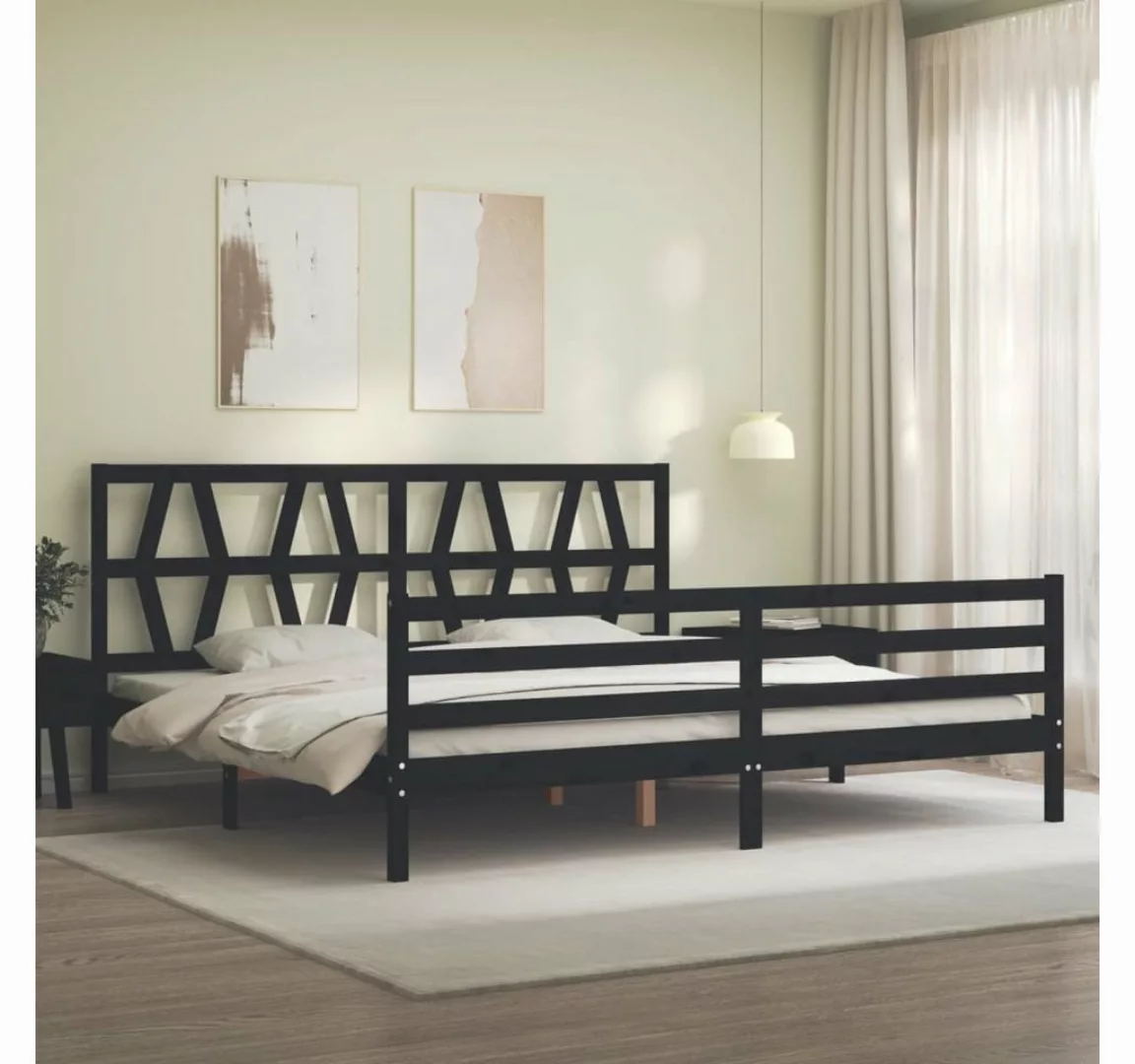 vidaXL Bett Massivholzbett mit Kopfteil Schwarz 200x200 cm günstig online kaufen