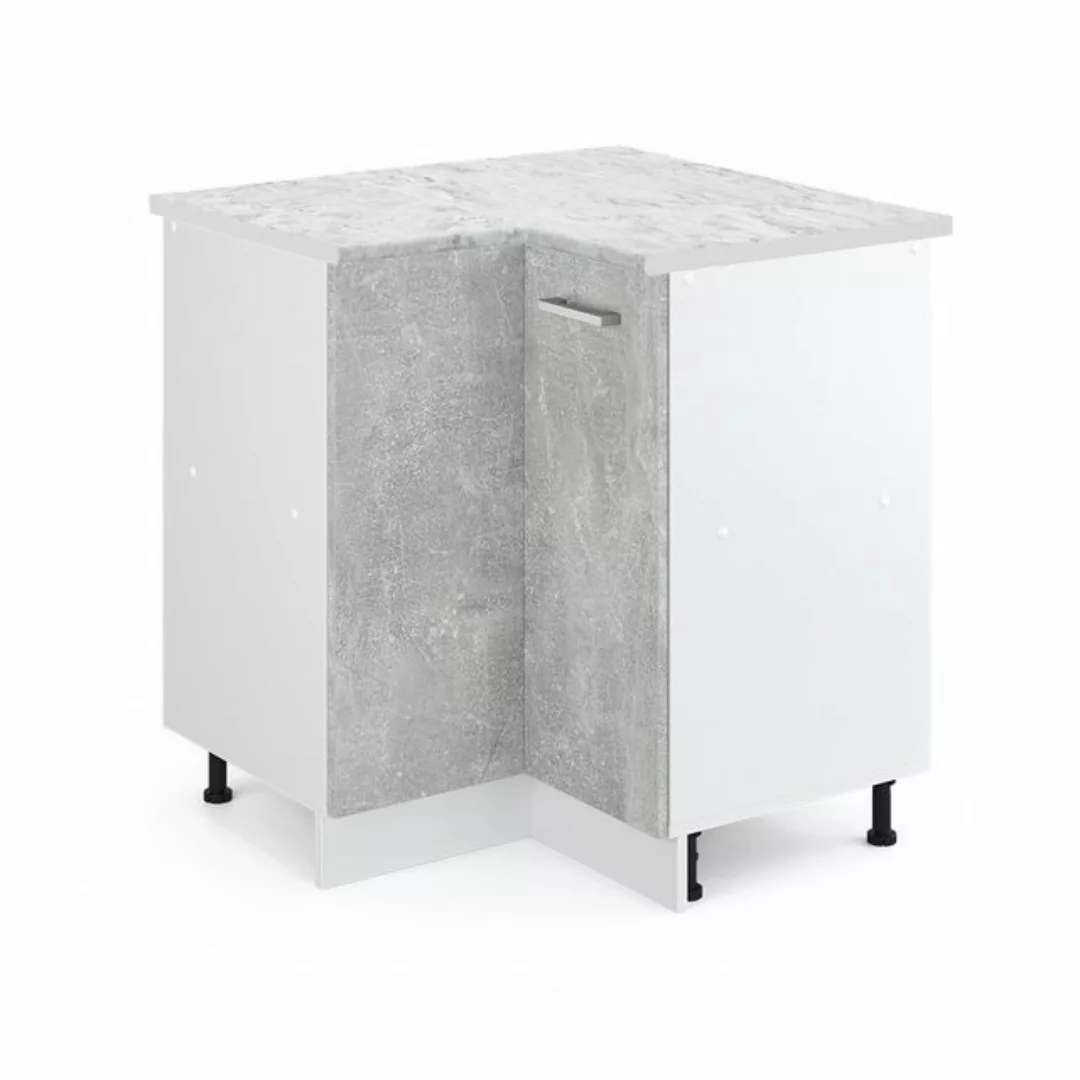 Vicco Eckunterschrank R-Line, Beton/Weiß, 75.6 cm, AP Marmor günstig online kaufen