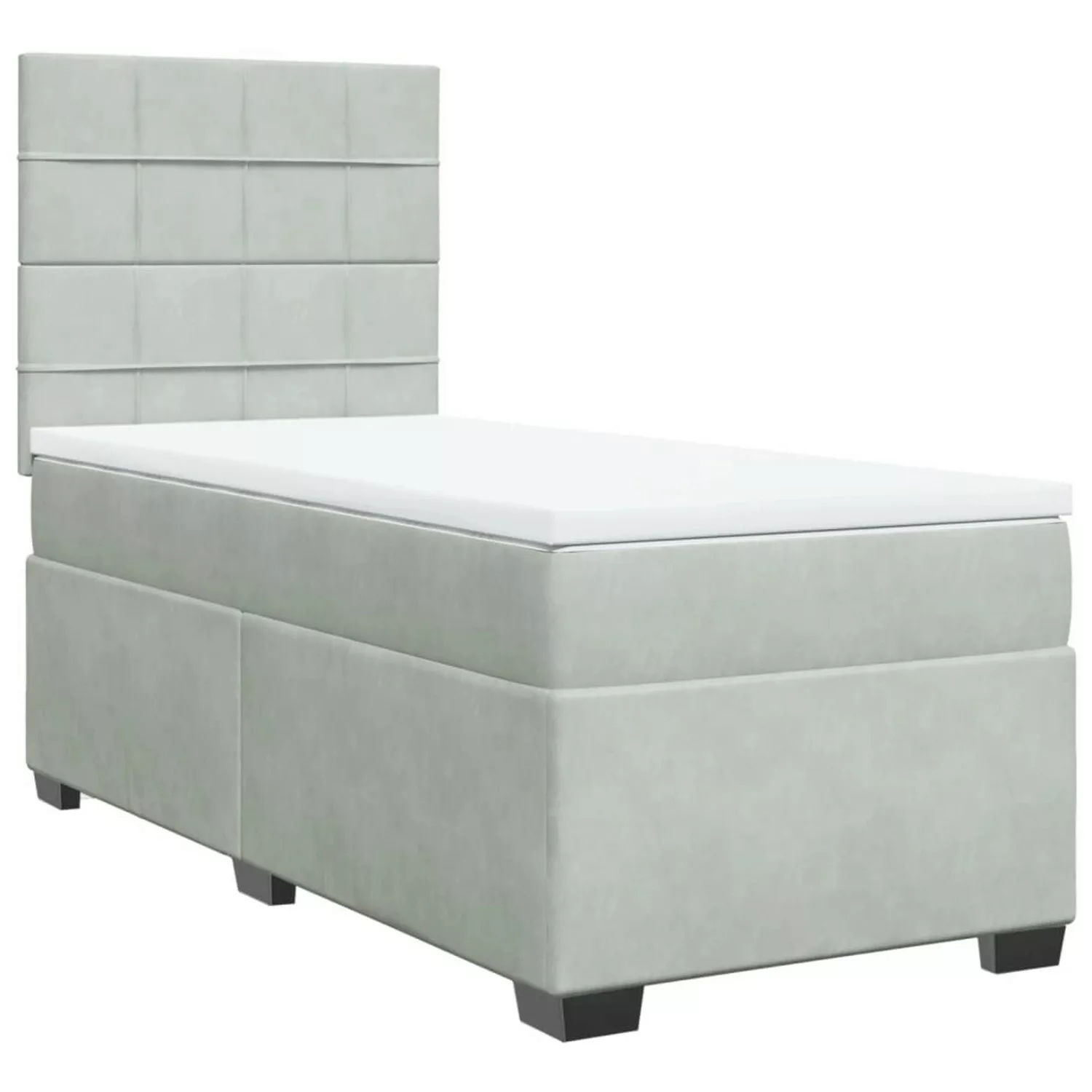 vidaXL Boxspringbett, Boxspringbett mit Matratze Hellgrau 90x200 cm Samt günstig online kaufen