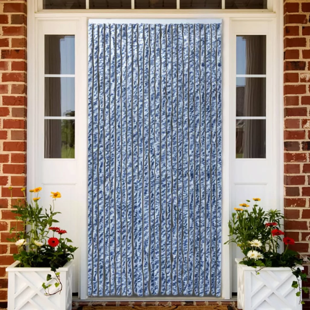 Insektenschutz-vorhang Blau, Weiß Und Silbern 90x220cm Chenille günstig online kaufen