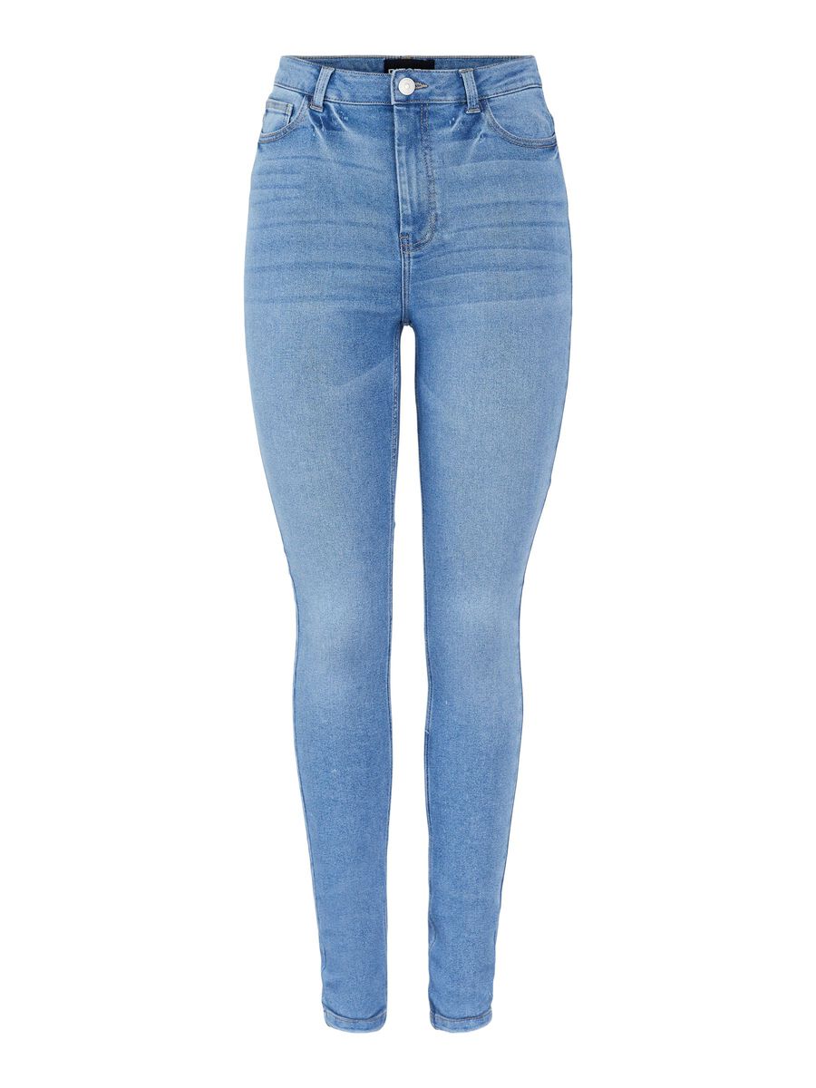PIECES Pchighfive High Waist Jeans Damen Blau günstig online kaufen