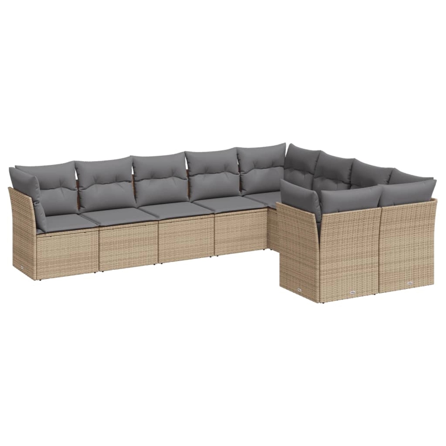 vidaXL 9-tlg Garten-Sofagarnitur mit Kissen Beige Poly Rattan Modell 41 günstig online kaufen