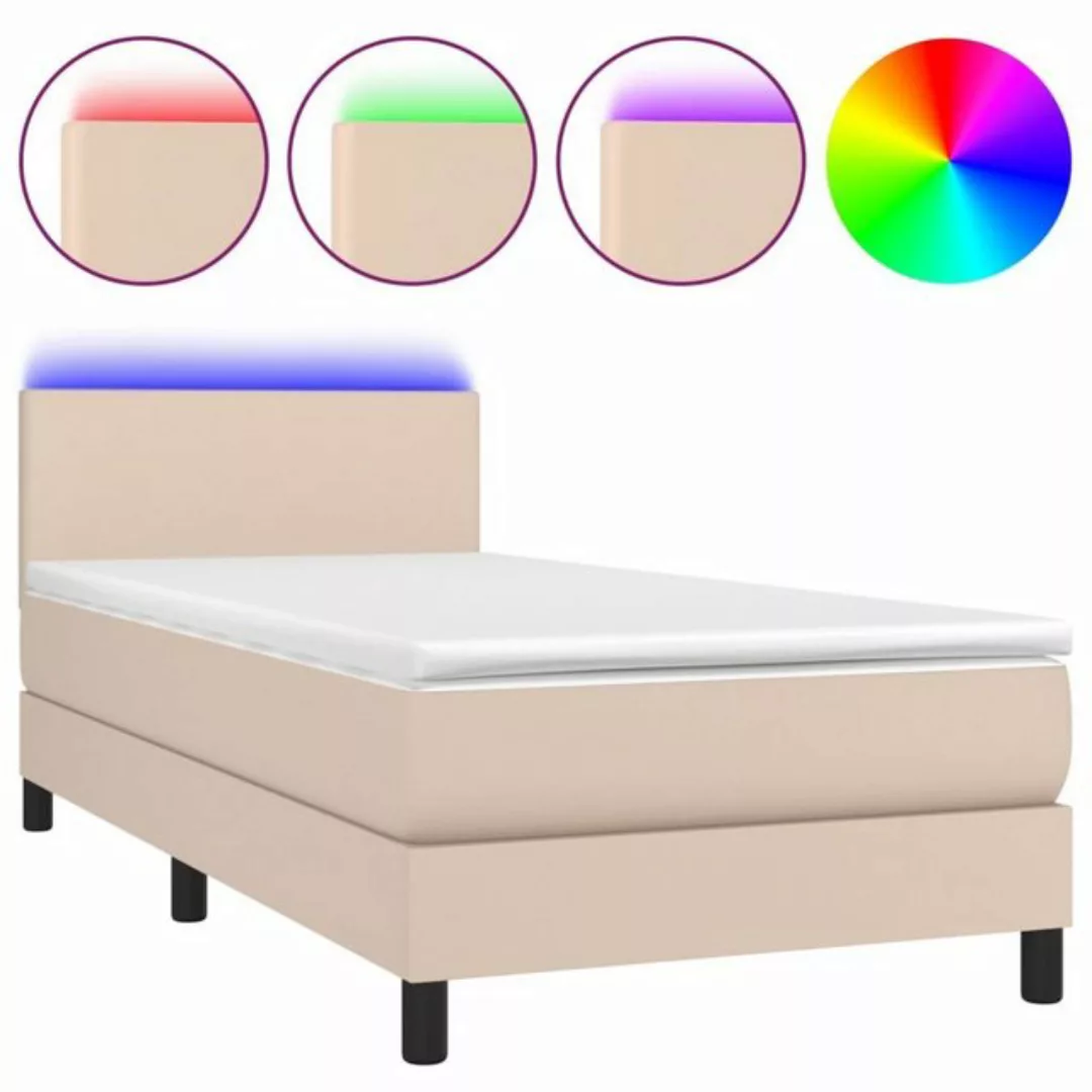 vidaXL Bettgestell Boxspringbett mit Matratze LED Cappuccino-Braun 90x200cm günstig online kaufen