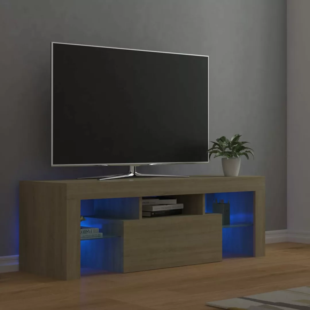 vidaXL TV-Schrank TV-Schrank mit LED-Leuchten Sonoma-Eiche 120x35x40 cm Low günstig online kaufen