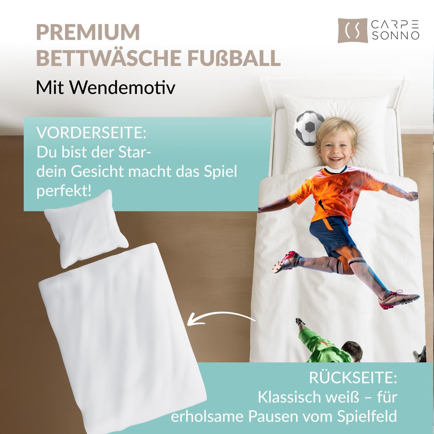 Carpe Sonno Kinderbettwäsche 135x200 Jungen Fussball günstig online kaufen