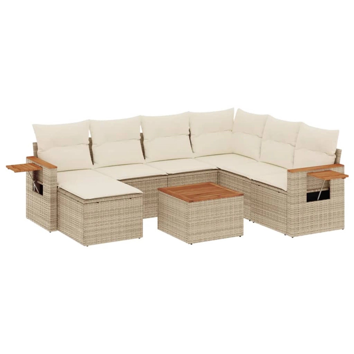 vidaXL 8-Tlg Garten-Sofagarnitur mit Kissen Beige Poly Rattan 3259454 günstig online kaufen