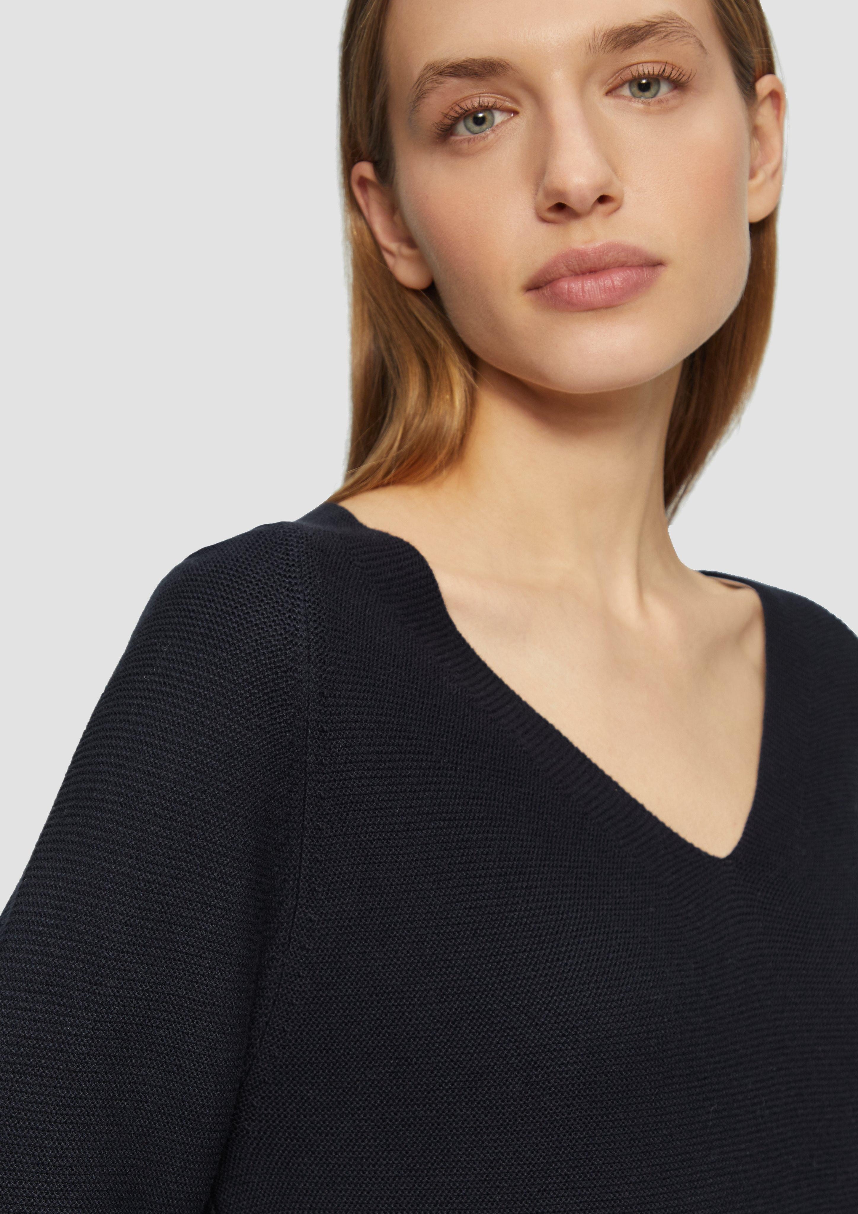 s.Oliver Strickpullover Gerippter Strickpullover aus Baumwollmix günstig online kaufen