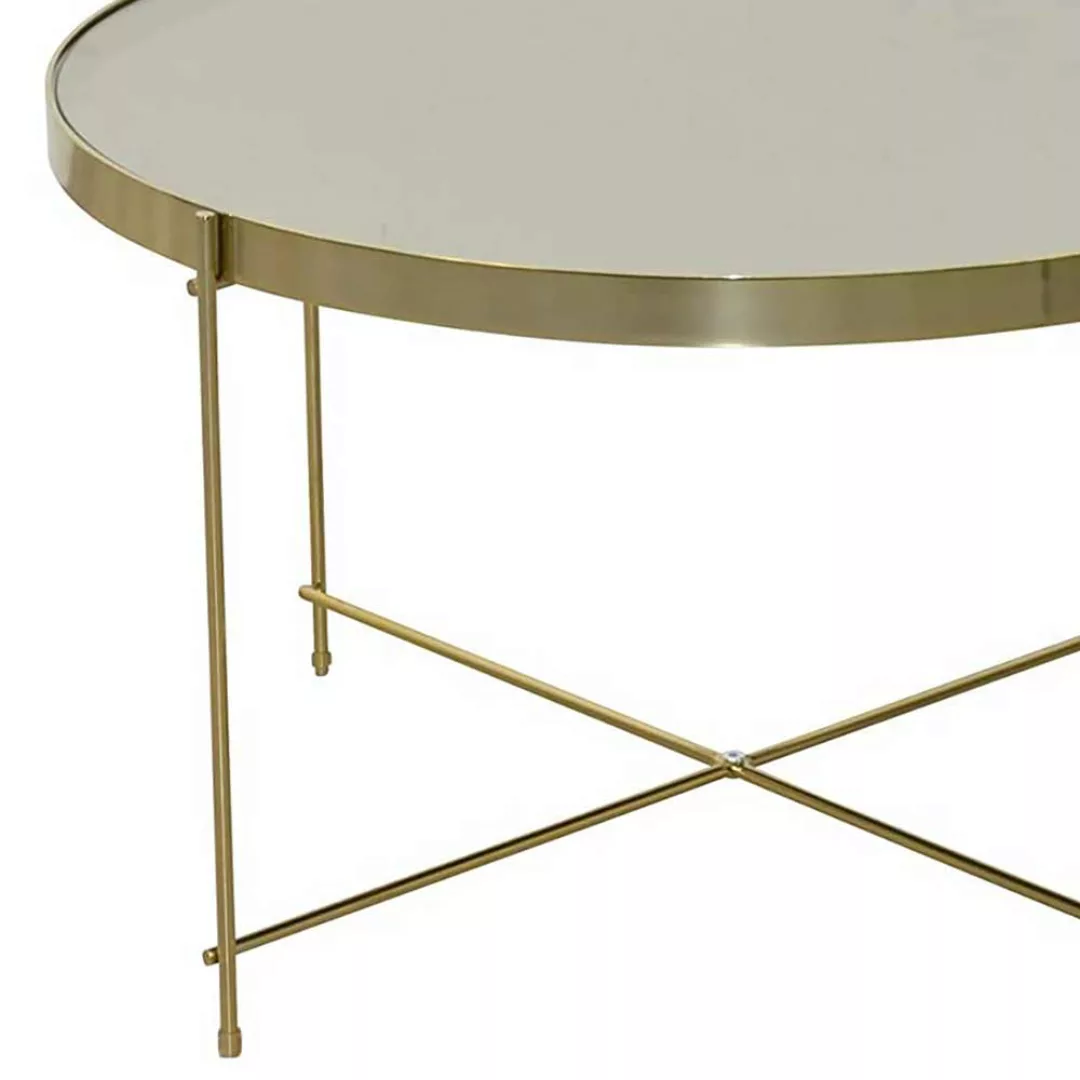 Wohnzimmer Tisch mit Spiegelglasplatte Goldfarben und Cremeweiß günstig online kaufen