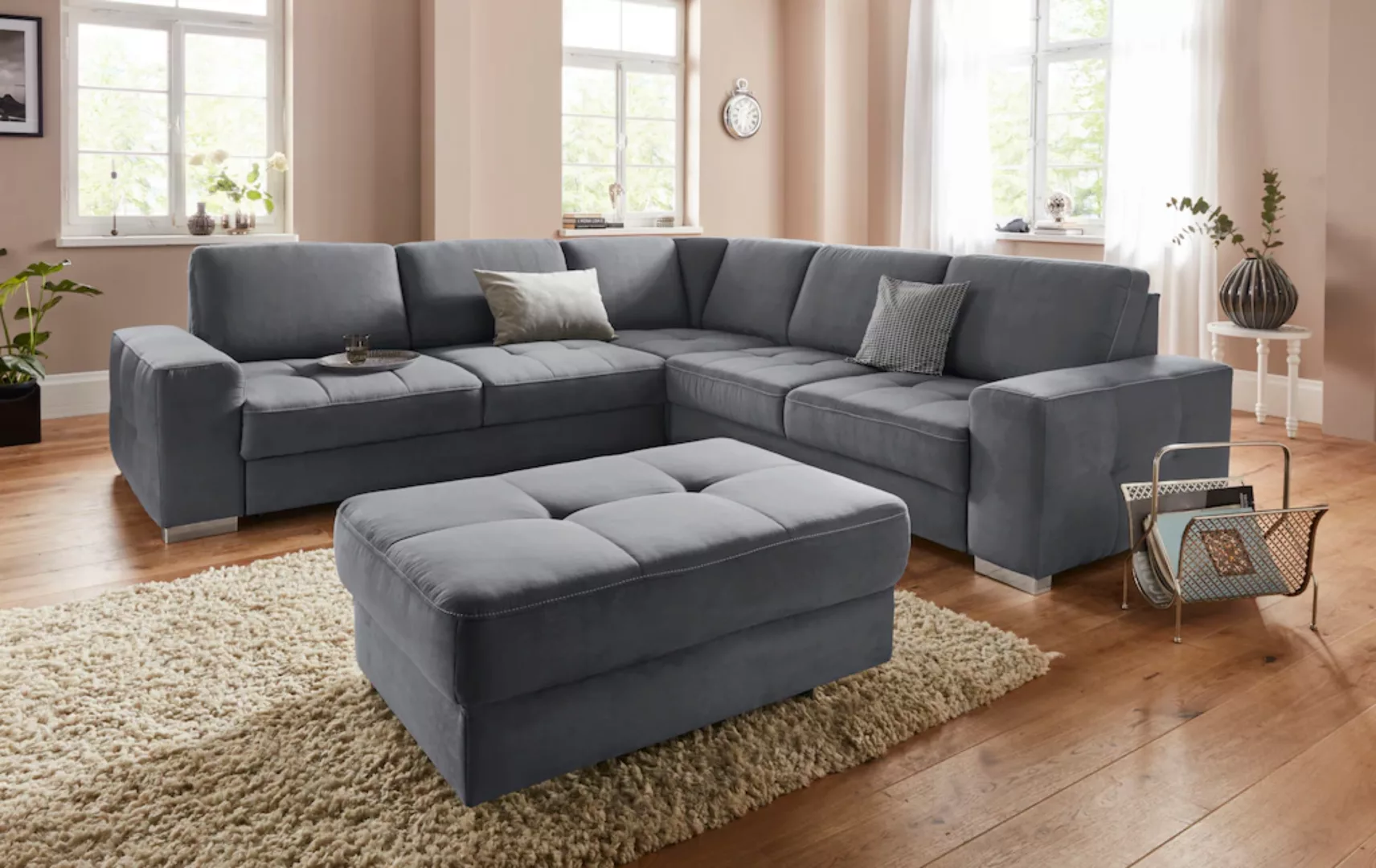 sit&more Ecksofa "Santorini L-Form", mit Federkern und Sitztiefenverstellun günstig online kaufen