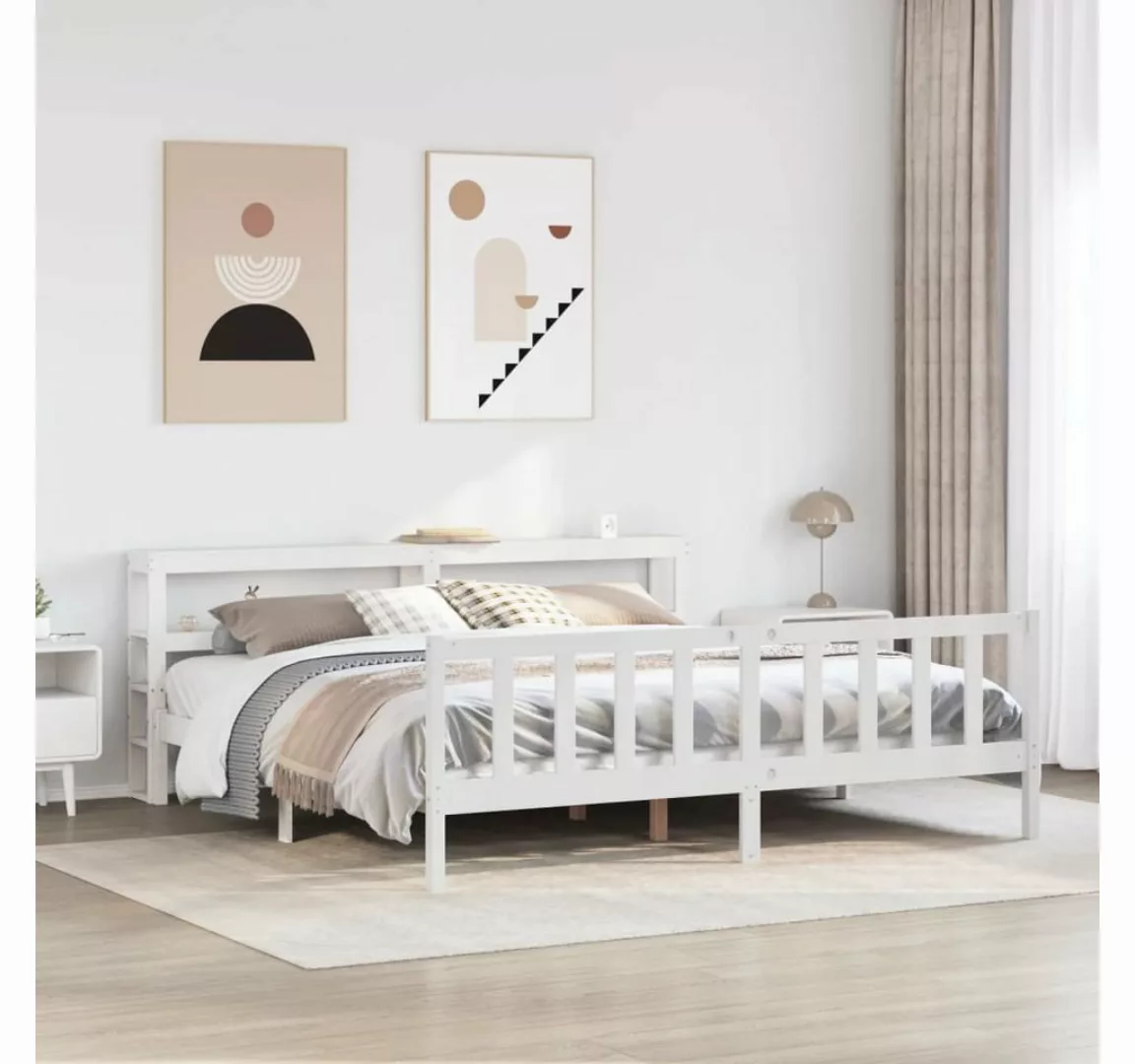 vidaXL Bett, Massivholzbett ohne Matratze Weiß 200x200 cm Kiefernholz günstig online kaufen