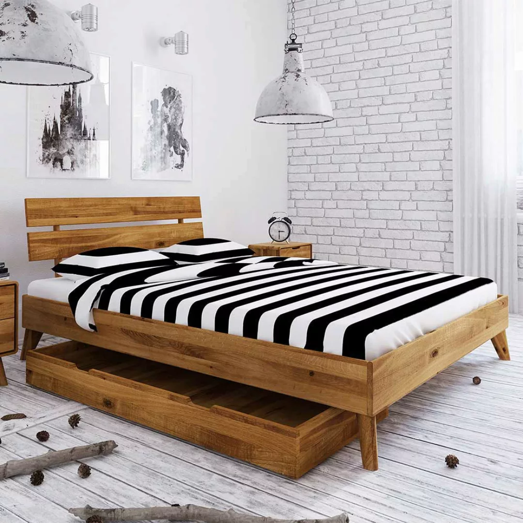 Futonbett aus Wildeiche Massivholz Bettkasten günstig online kaufen