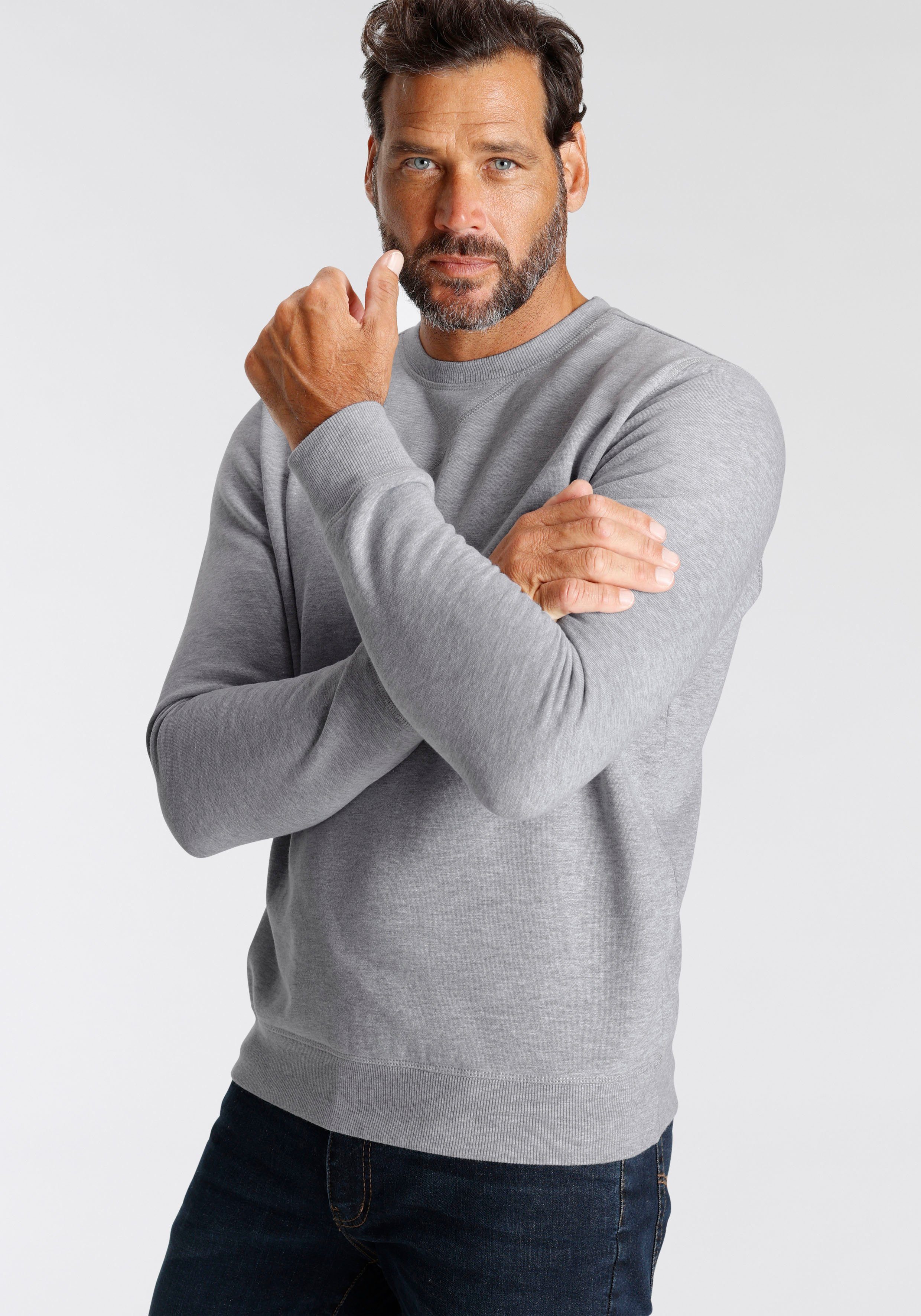 Man's World Sweatshirt Langarm, Basic-Stil, unifarben, günstig online kaufen