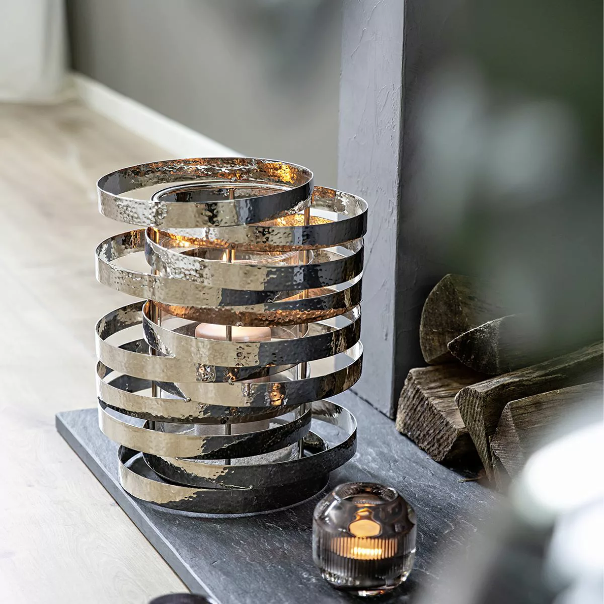 Mirage Ring Windlicht mit Glas - gehämmertes Design günstig online kaufen