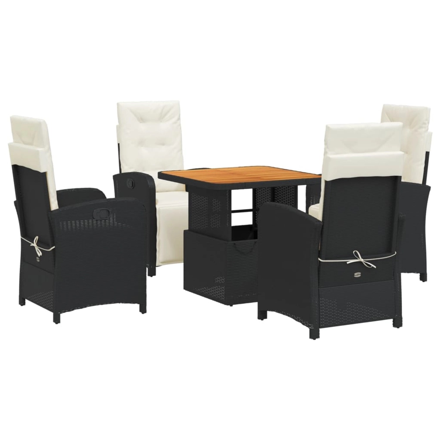 vidaXL 5-Tlg Garten-Essgruppe mit Kissen Schwarz Poly Rattan 3277316 günstig online kaufen