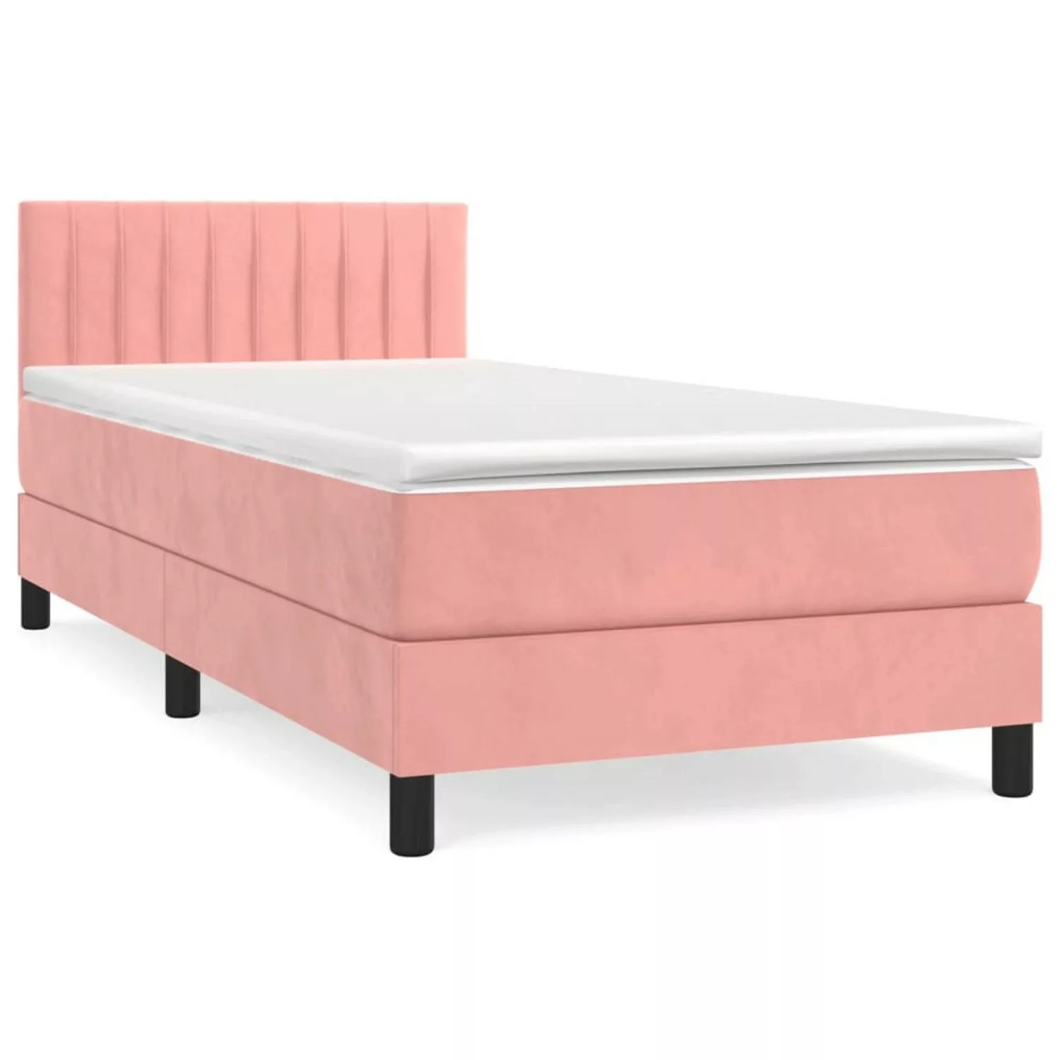 vidaXL Boxspringbett, Boxbett mit Matratze Rosa 100x200 cm Samt günstig online kaufen