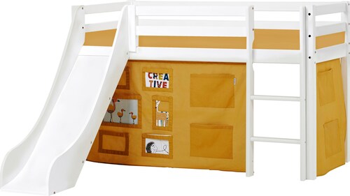 Hoppekids Hochbett ""Creator Autumn Yellow"", Rutsche & Vorhang Gelb und vi günstig online kaufen