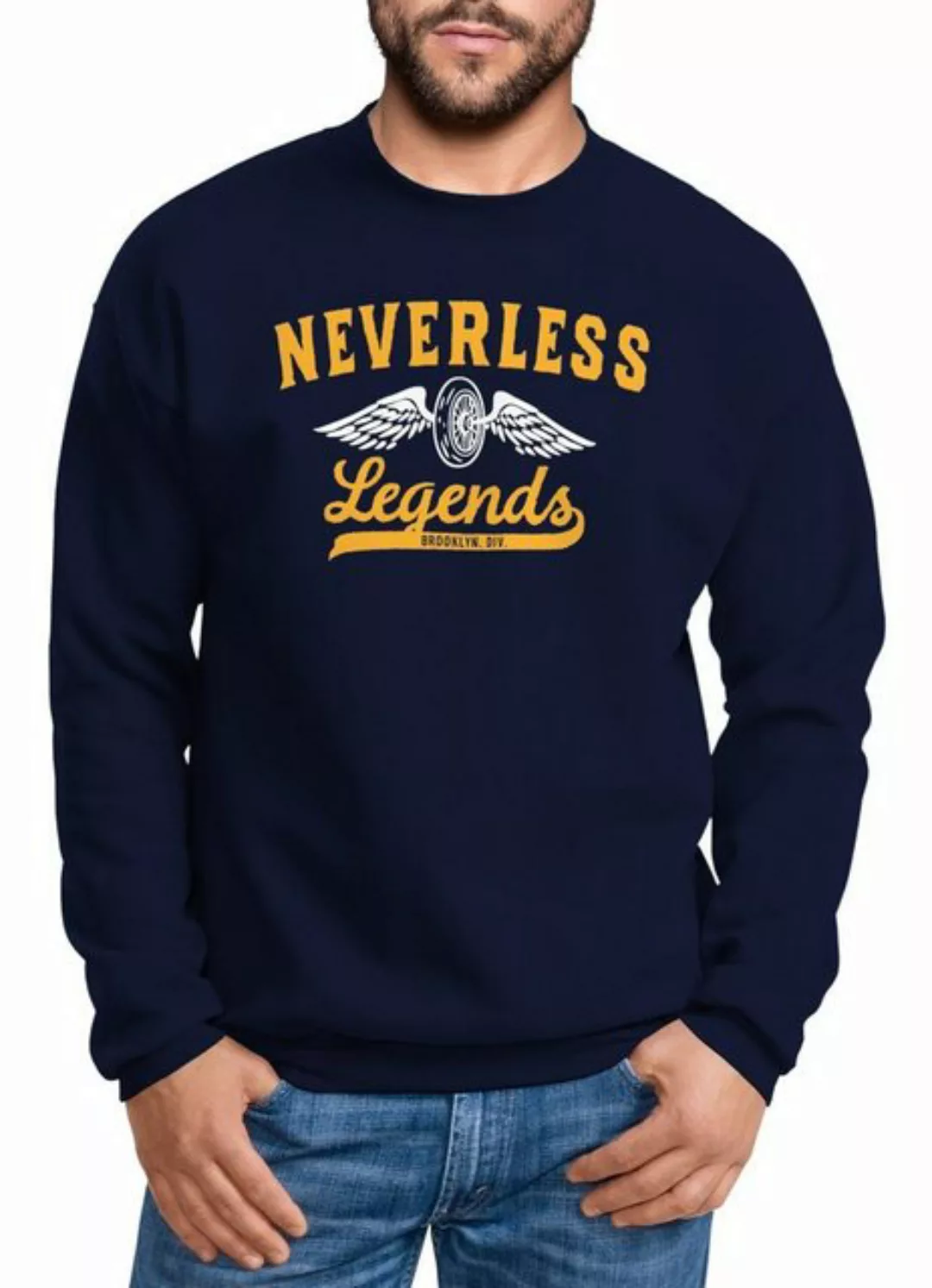 Neverless Sweatshirt Sweatshirt Herren Biker Legends Reifen Flügel Wheel Wi günstig online kaufen