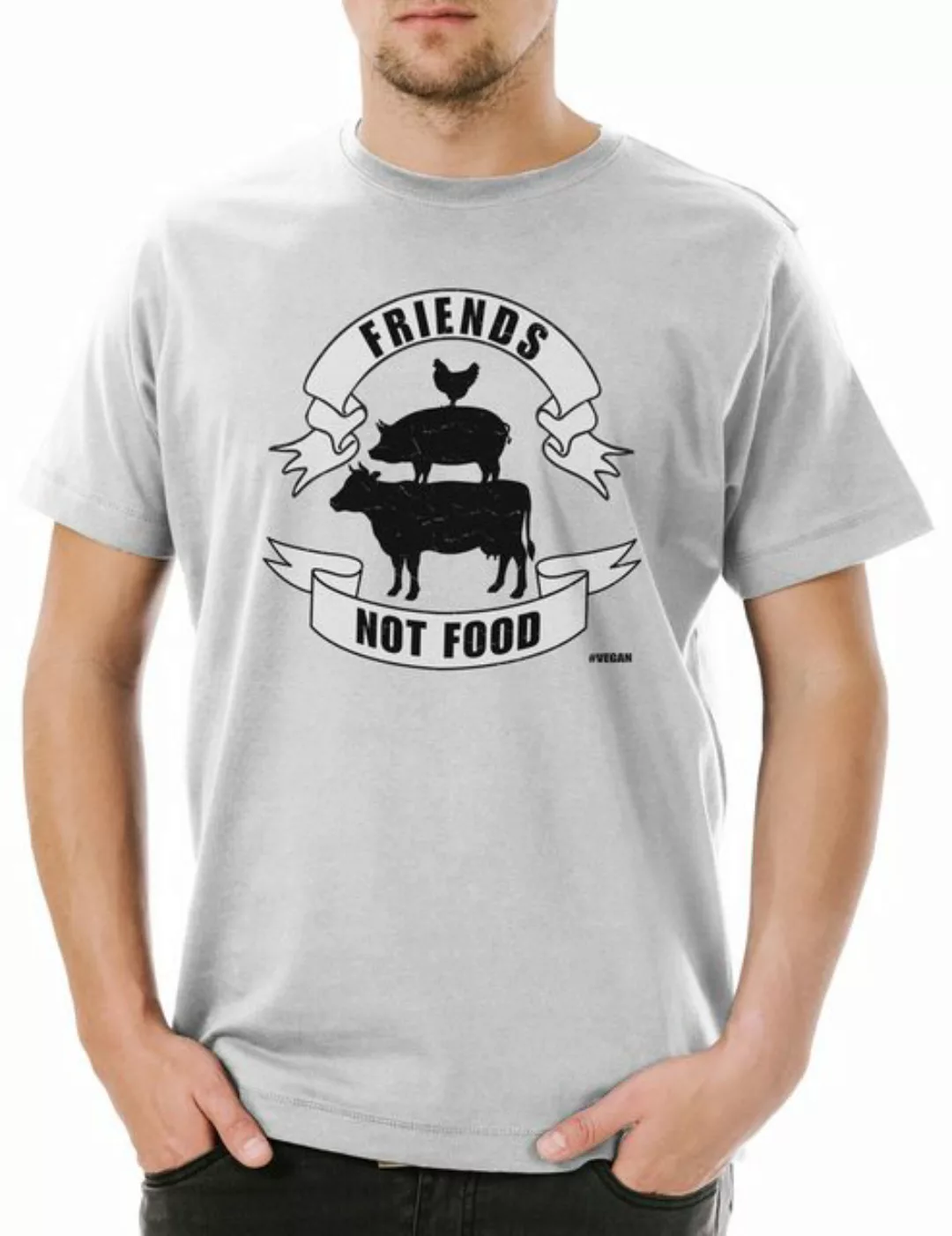 Urban Backwoods Print-Shirt Friends Not Food Animals Herren T-Shirt Veganer günstig online kaufen