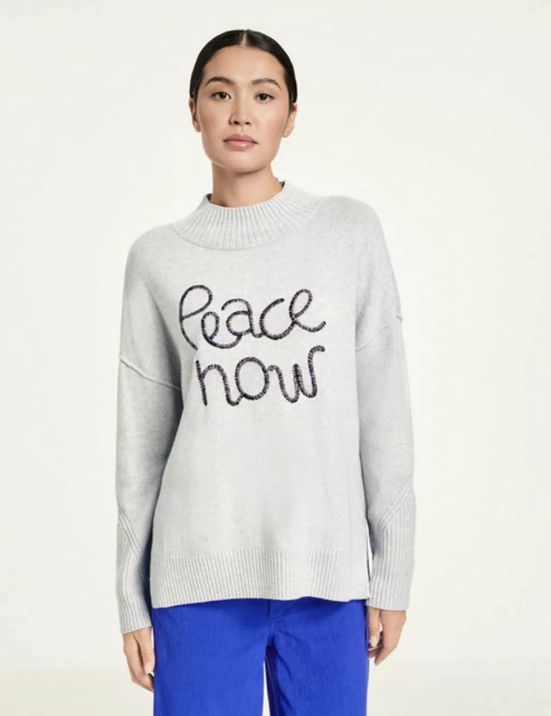 Taifun Strickpullover Pullover mit Wording-Stickerei günstig online kaufen