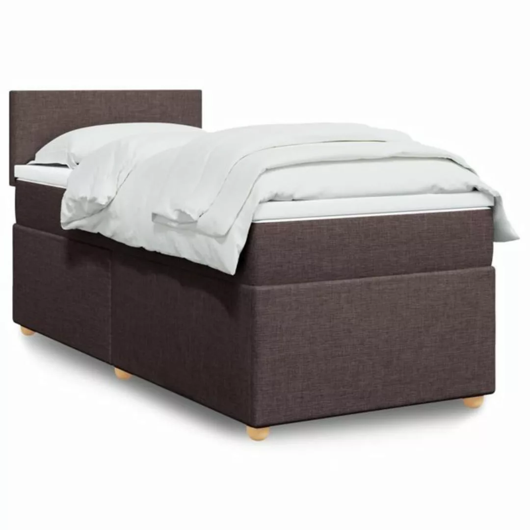 vidaXL Boxspringbett, Boxspringbett mit Matratze Dunkelbraun 90x190 cm Stof günstig online kaufen