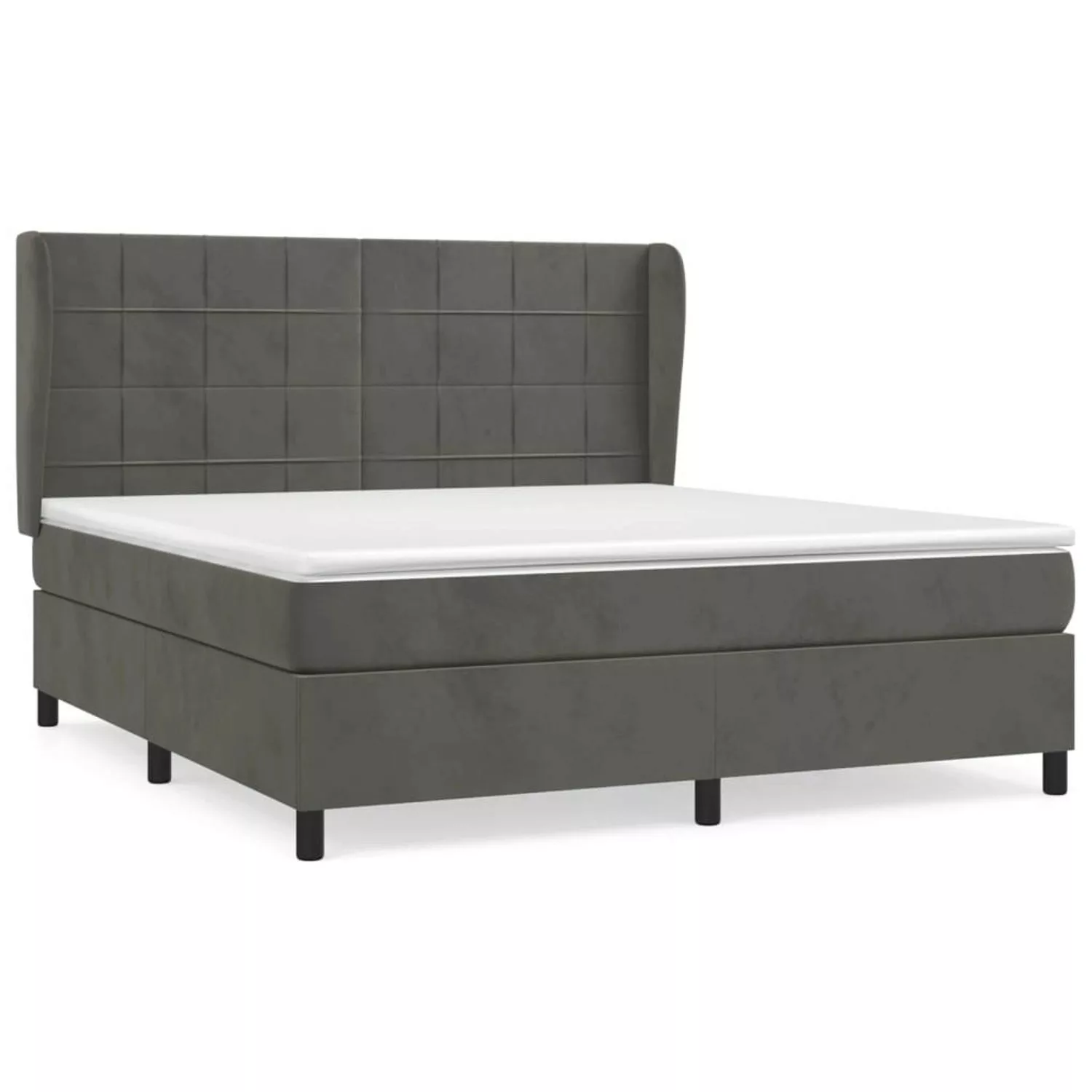 vidaXL Boxspringbett Boxspringbett mit Matratze Dunkelgrau 180x200 cm Samt günstig online kaufen