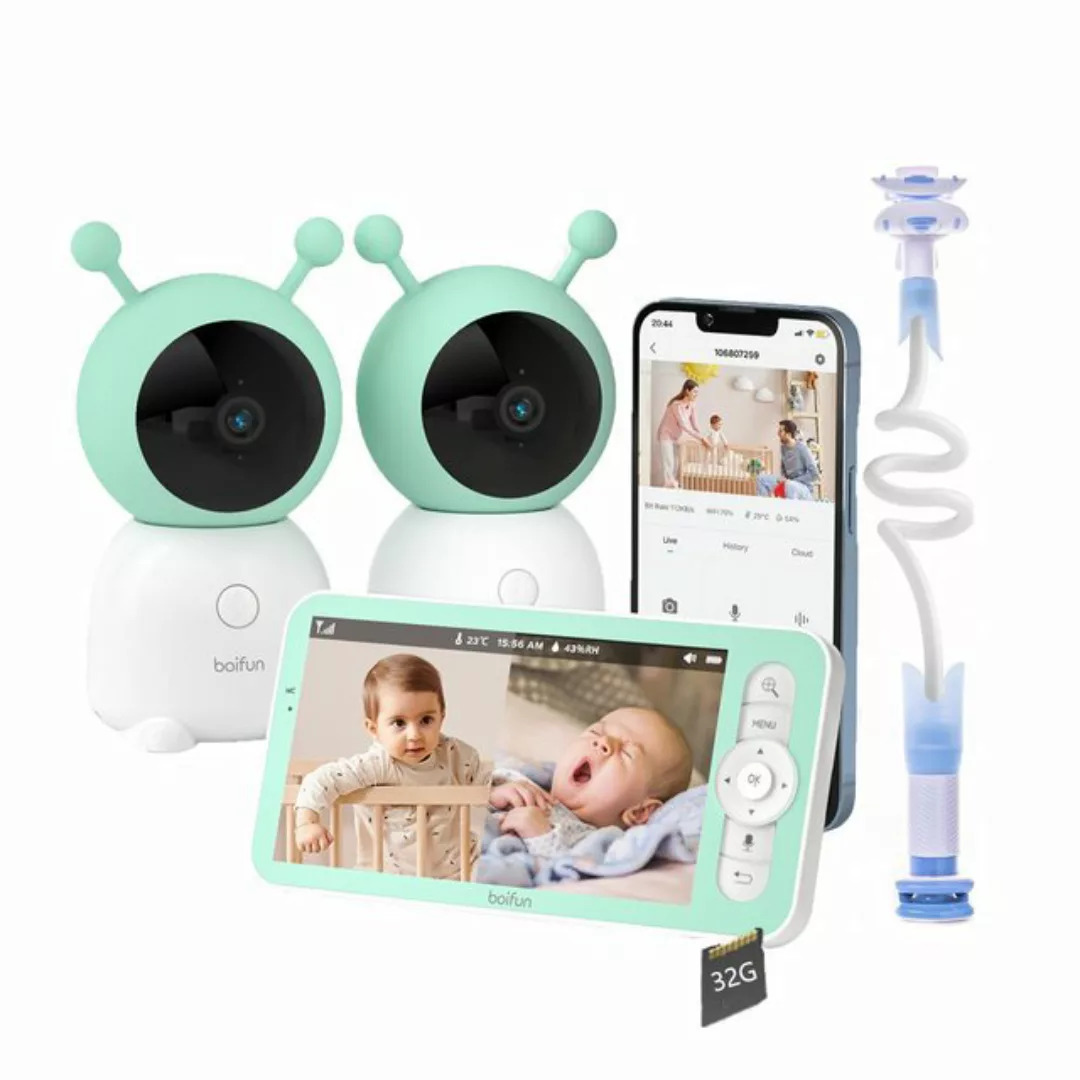 Boifun Babyphone Babyphone mit 2 Kameras 2K/3MP 5 Zoll mit Halterung mit 32 günstig online kaufen