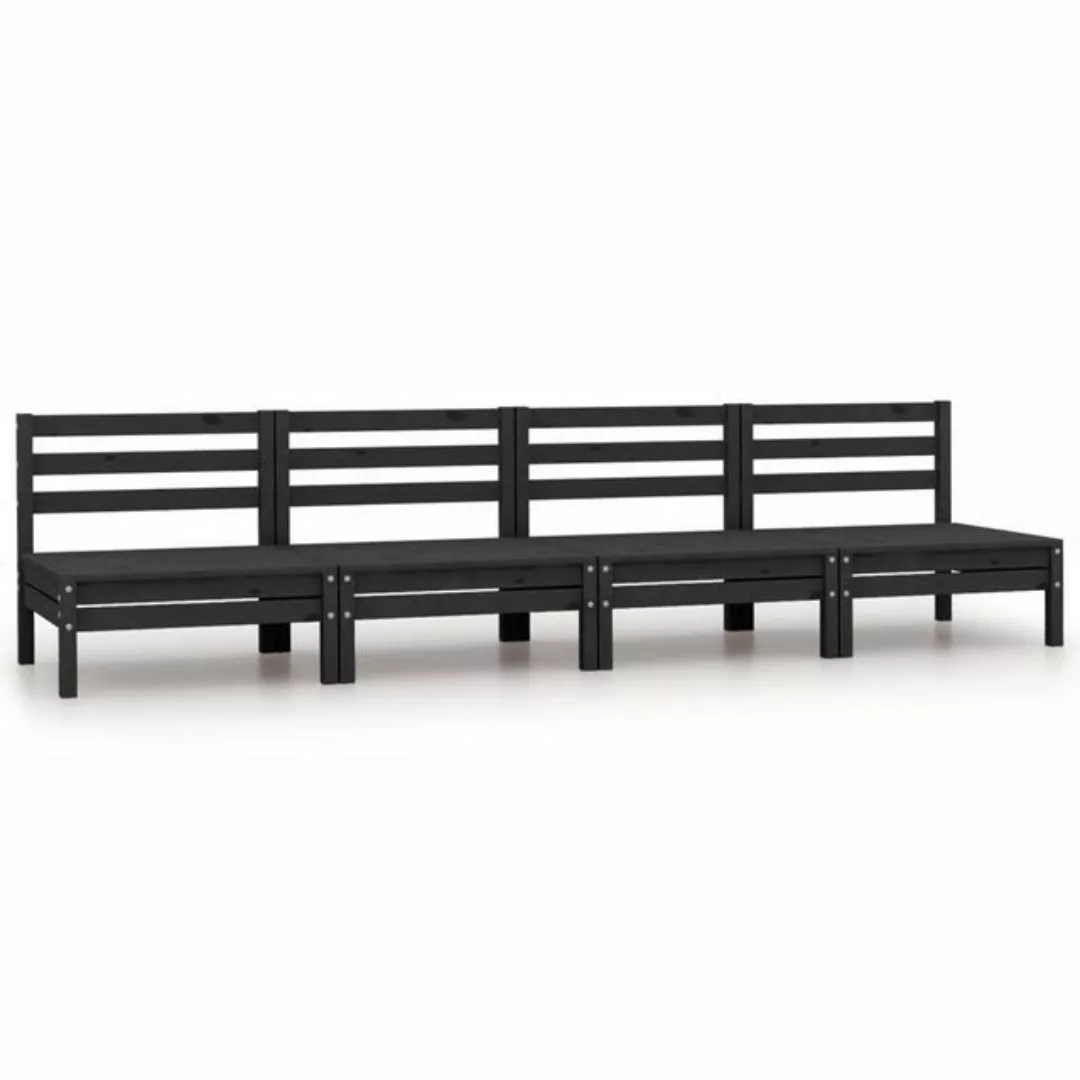 furnicato Sofa Garten-Mittelsofas 4 Stk. Schwarz Massivholz Kiefer, 1 Teile günstig online kaufen