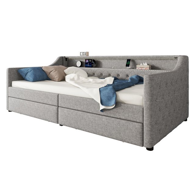 HAUSS SPLOE Schlafsofa 90x200cm mit zwei Schubladen, Ambientelicht, USB-Lad günstig online kaufen