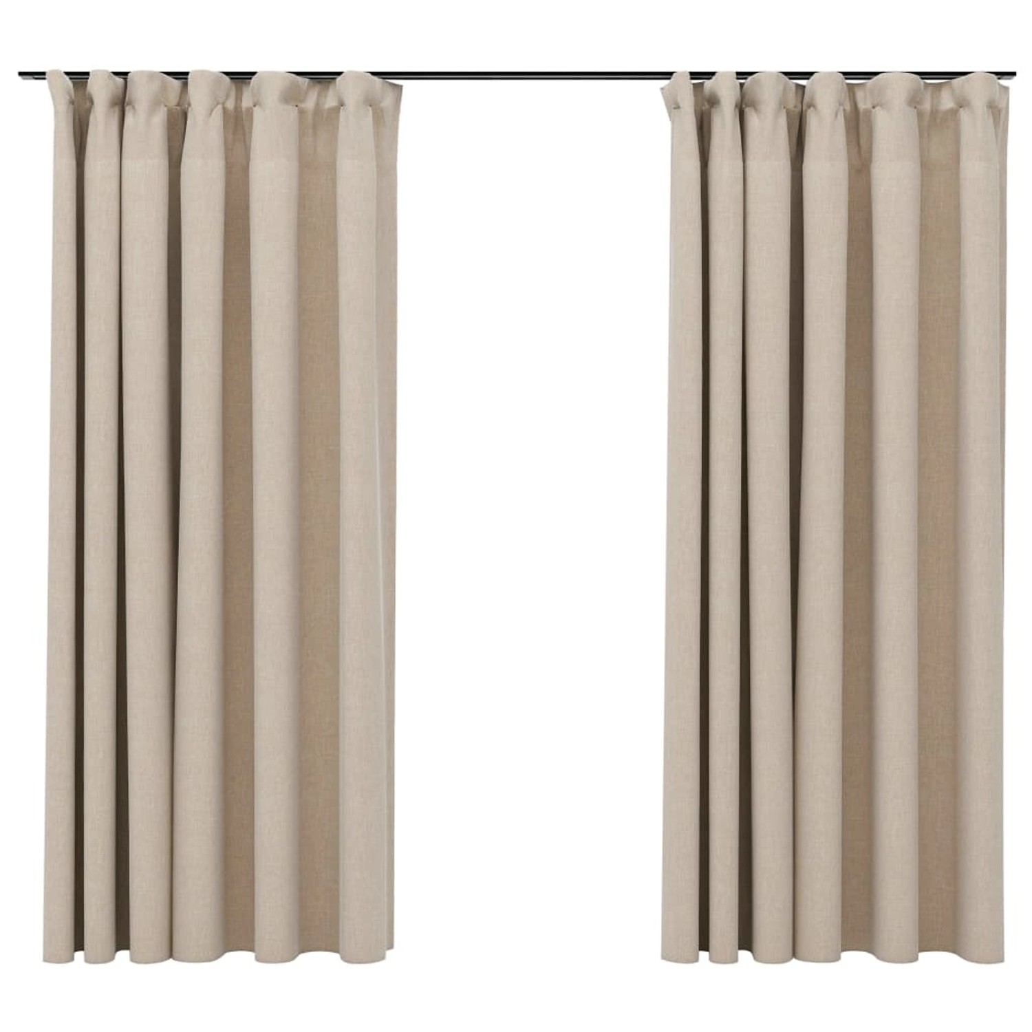 Verdunkelungsvorhänge Haken Leinenoptik 2 Stk. Beige 140x175 Cm günstig online kaufen