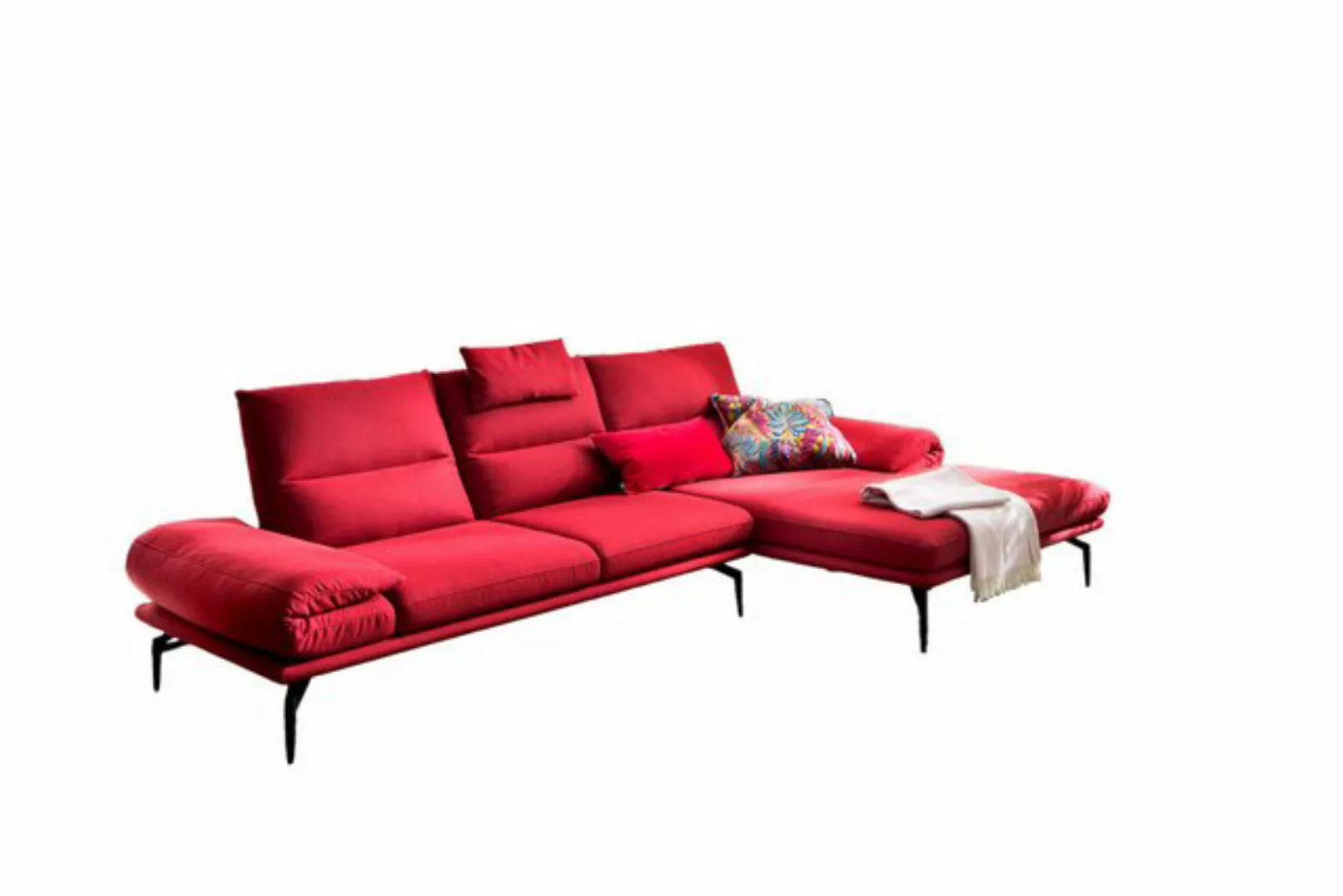 KAWOLA Ecksofa KIMI, 3-Sitzer Couch L-Form rechts Stoff rot günstig online kaufen