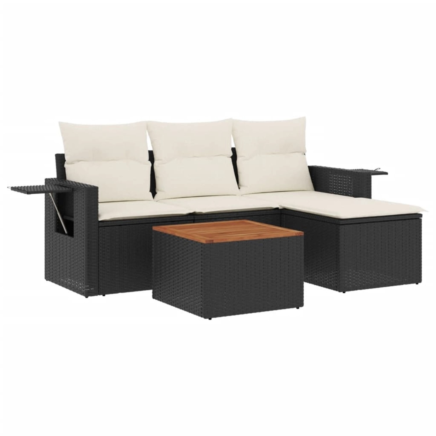 vidaXL 5-Tlg Garten-Sofagarnitur mit Kissen Schwarz Poly Rattan 3256861 günstig online kaufen