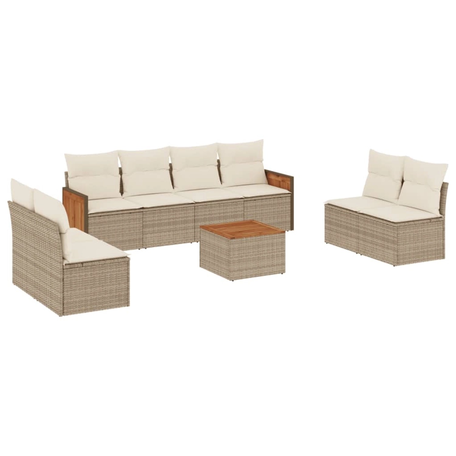 vidaXL 9-Tlg Garten-Sofagarnitur mit Kissen Beige Poly Rattan 3227577 günstig online kaufen