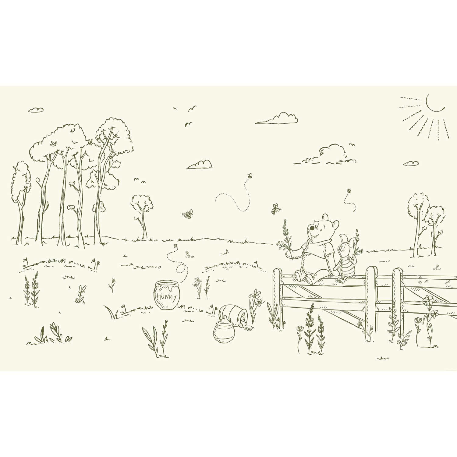 Komar Vlies Fototapete Disney Winnie the Pooh Bee At One With Nature Beige günstig online kaufen
